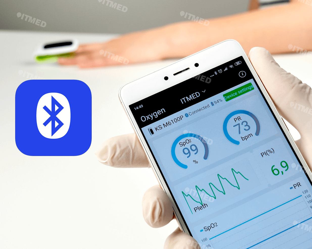 Пульсоксиметр SONOSAT-F01LT c Bluetooth - Фото 1