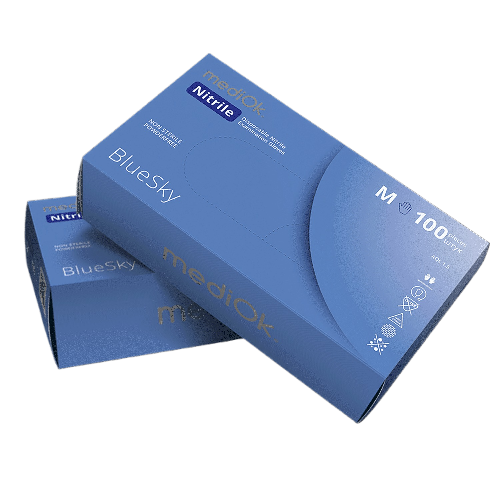 Перчатки нитриловые без пудры mediOk BlueSky, 3,7 г - Фото 1