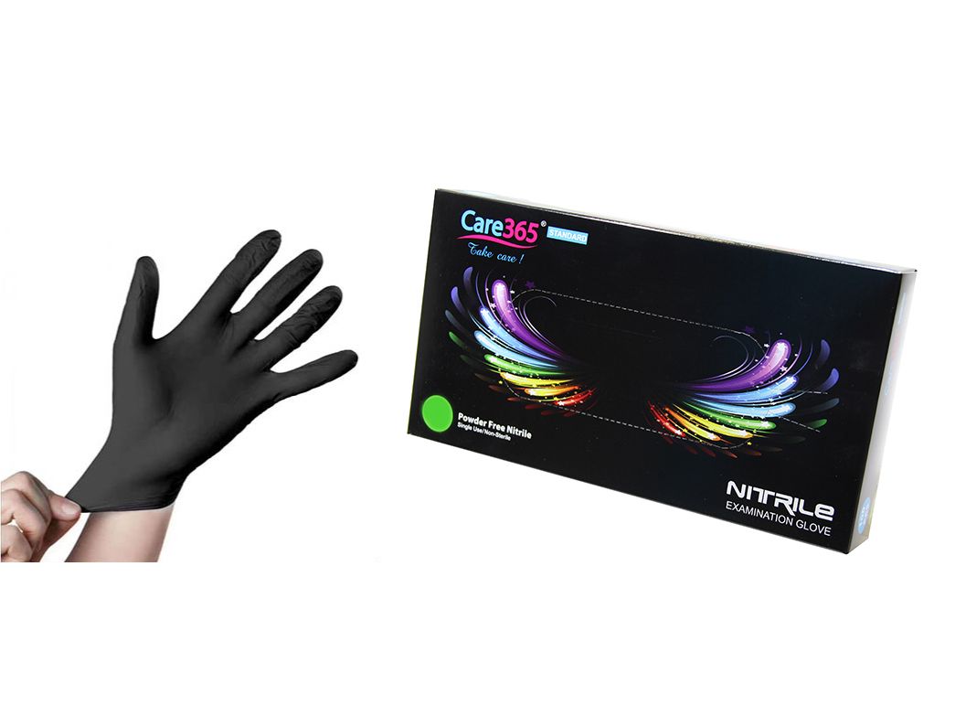 Рукавички нітрилові без пудри Care365 Black. Вага 3,5 г (10 уп-1 ящ) - Фото 1