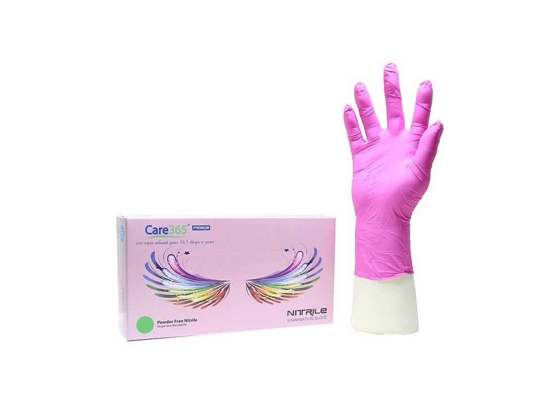 Рукавички нітрилові без пудри Care365 Pink. Вага 3,5 г (10 уп- 1 ящ) - Фото 1