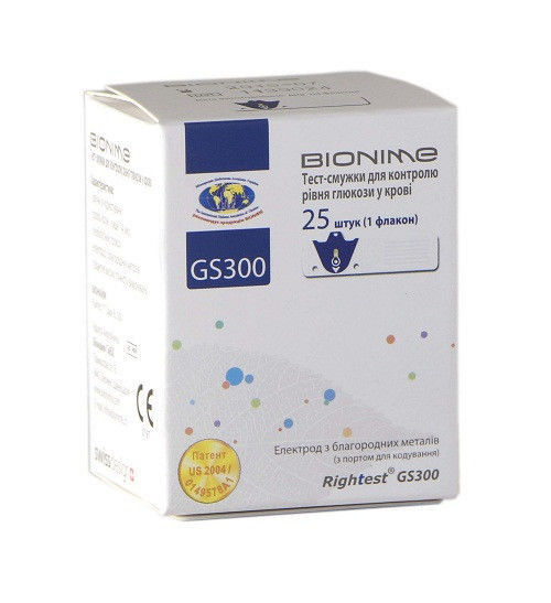 Тест-смужки для глюкометрів Rightest GS300 (25 шт.) - Фото 1
