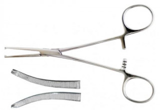 Зажим Кохер кровоостанавливающий, одно- и двузубый, зубчатый, изогнутый №2. Длина 16,0 см. (З-5-1) - Фото 1