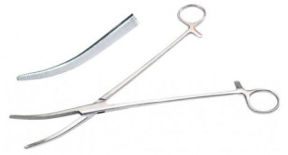 Зажим Бильрот кровоостанавливающий, зубчатый, изогнутый № 3. Длина 27,0 см. (З-42) - Фото 1