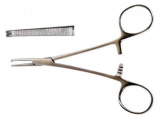 Зажим Москито кровоостанавливающий, одно- двузубый, зубчатый, прямой № 1. Длина 15,0 см. (З-21) - Фото 1