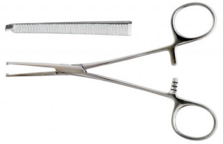 Зажим Кохер кровоостанавливающий, одно- и двузубый, зубчатый, прямой № 2. Длина 16,0 см. (З-5) - Фото 1