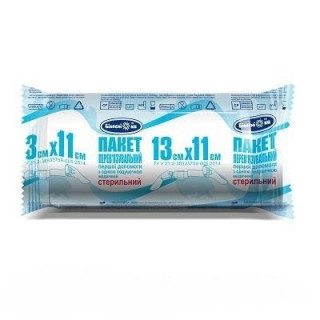 Пакет перевязочный первой помощи с одной подушечкой медицинский стерильный 13смх11см, тип 17 ТМ 