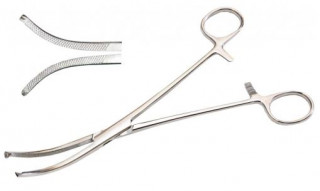 Затискач Микулича, з кремальєрами для прикріплення білизни до очеревини. Довжина 19,5 см. (З-38) - Фото 1