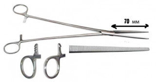 Затискач Більрот кровоспинний, зубчастий, прямий №3. Довжина 27 см (З-42-1) - Фото 1