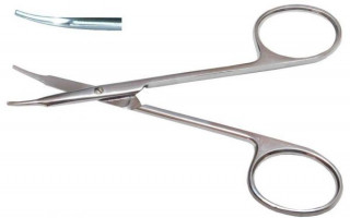 Ножиці рогівкові, тупокінцеві, вертикально зігнуті, 110 мм. (Н-44) - Фото 1