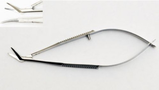 Ножиці для рогівки, вигнуті під кутом. Довжина 9,0 см. (Н-46) - Фото 1