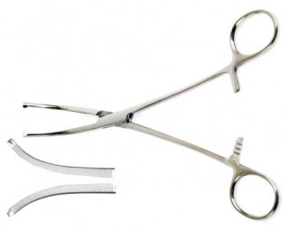 Зажим Кохер кровоостанавливающий, одно- и двузубый, зубчатый, изогнутый №3. Длина 20,0 см. (З-31-1) - Фото 1