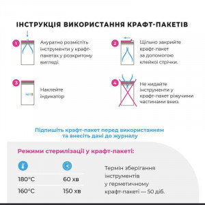 Крафтпакеты MICROSTOP с индикатором 4 класса 100х200 мм, 100 шт - Фото 1