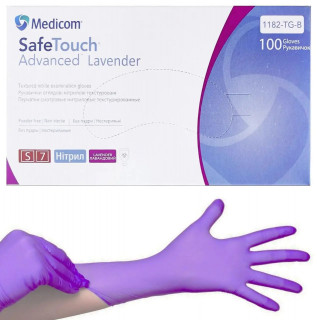 Перчатки нитриловые, без пудры SafeTouch Advanced Lavender лавандовые (50 пар) - Фото 1